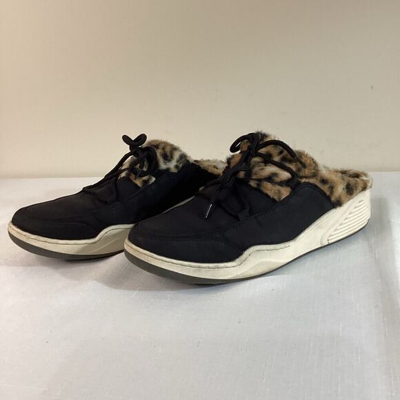 Baretraps Black and Faux Fur Animal Print Mule Size 8.5 - Picture 1 of 9